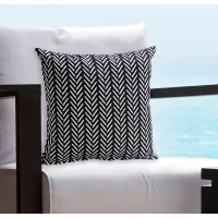Valet Black and White Solarium Outdoor Pillow 16"W x 16"H