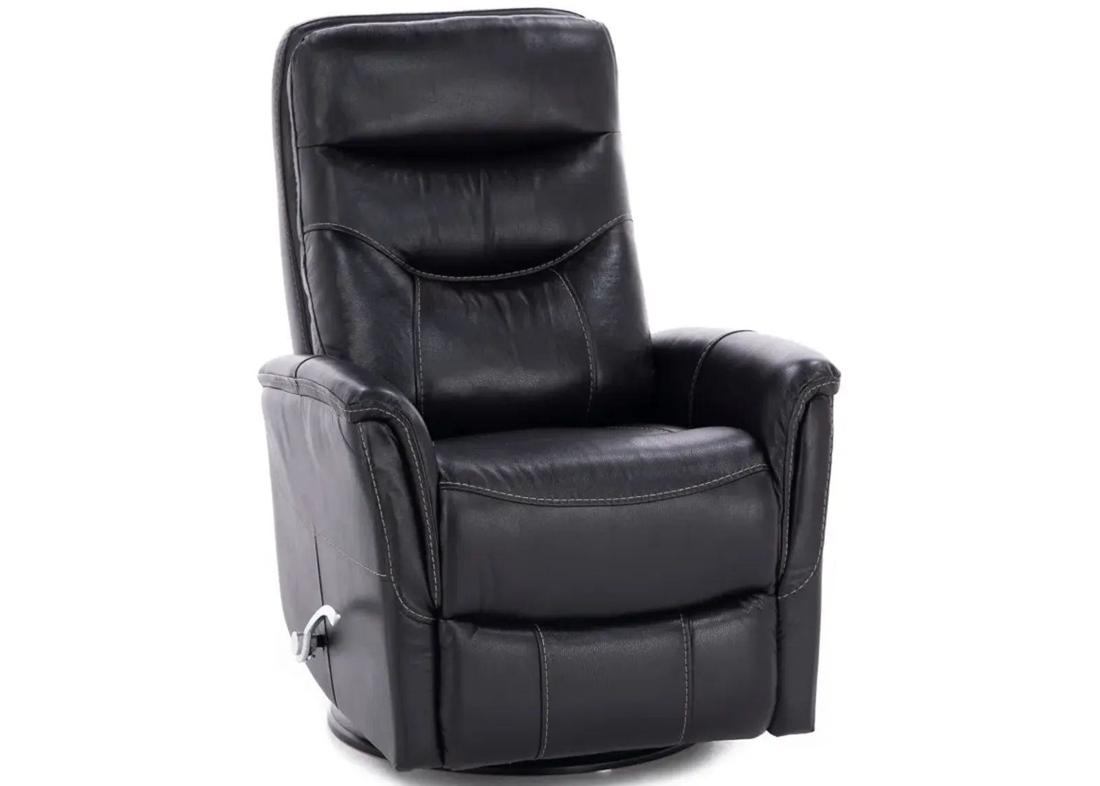 Brennan Leather Swivel Recliner With Manual Adjustable Headrest in Blackberry