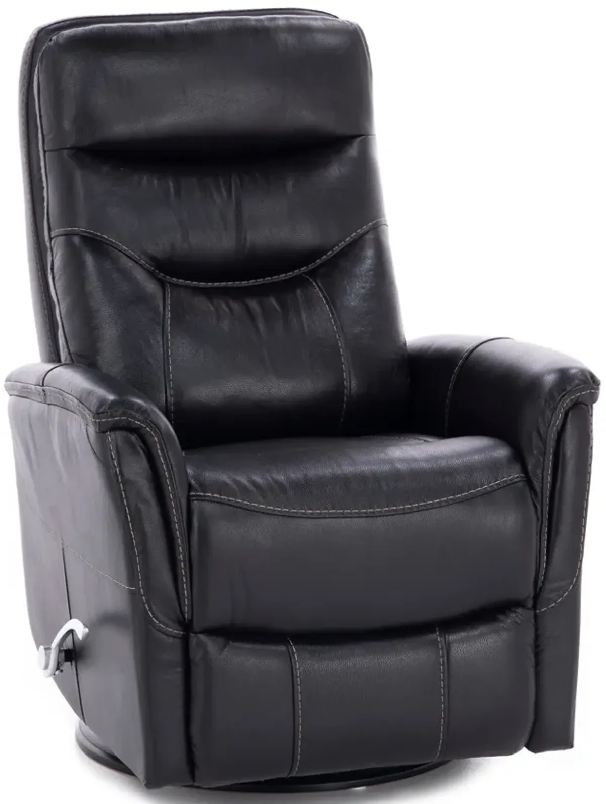 Brennan Leather Swivel Recliner With Manual Adjustable Headrest in Blackberry