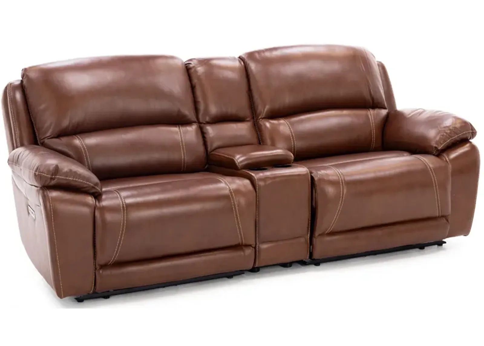 Laredo IV 3-Pc. Leather Power Headrest Reclining Console  Loveseat in Caramel