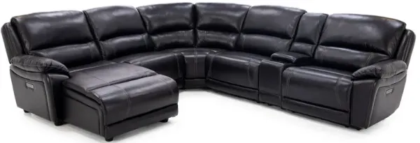 Laredo Iv 6-Pc. Leather Power Headrest Reclining Modular In Blackberry Left-Facing With 3 Reclining