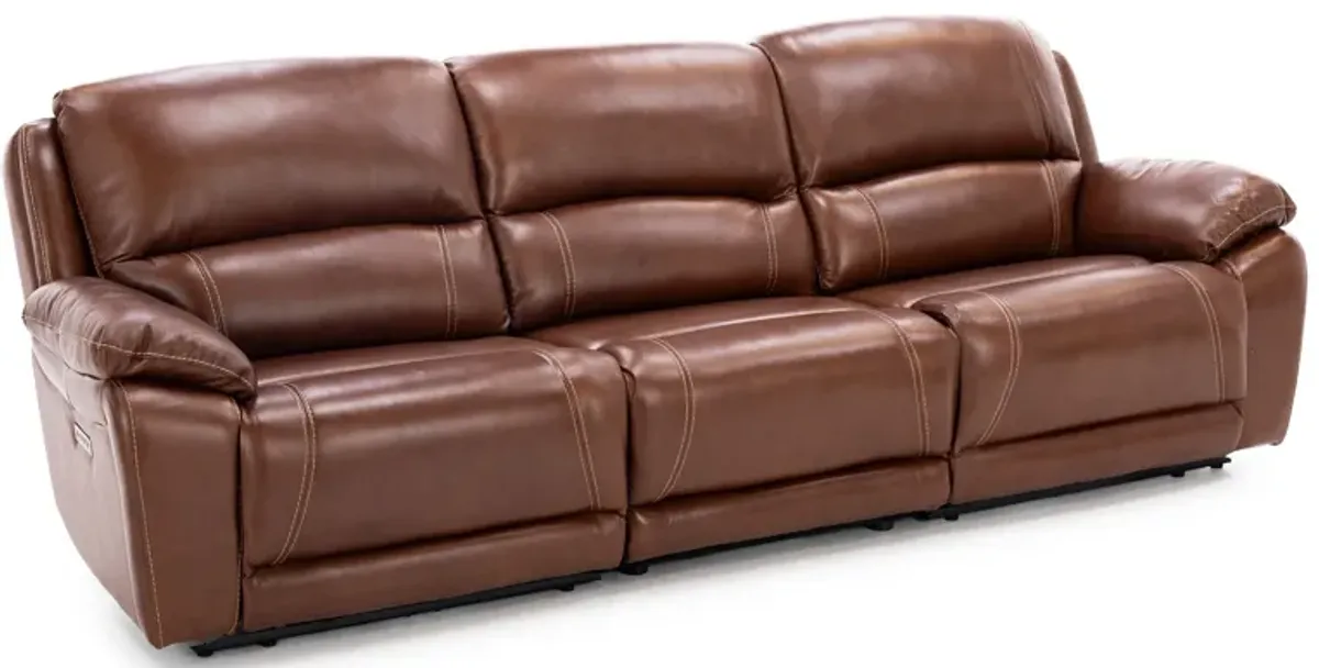 Laredo IV 3-Pc. Leather Power Headrest Reclining Sofa in Caramel