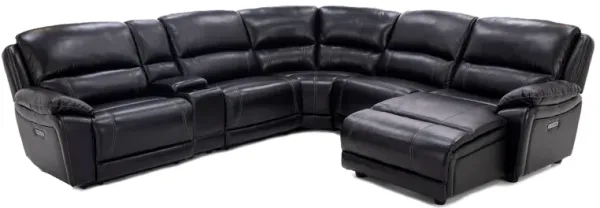 Laredo Iv 6-Pc. Leather Power Headrest Reclining Modular In Blackberry Right-Facing With 2 Reclining