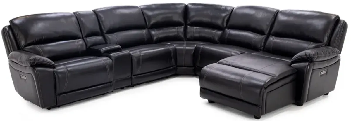 Laredo Iv 6-Pc. Leather Power Headrest Reclining Modular In Blackberry Right-Facing With 4 Reclining