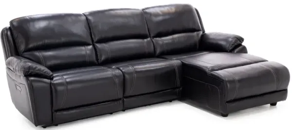 Laredo Iv 3-Pc. Leather Power Headrest Reclining Chaise Sofa In Blackberry Right-Facing In Blackberr