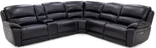 Laredo Iv 6-Pc. Leather Power Headrest Reclining Modular In Blackberry With 4 Reclining Seats