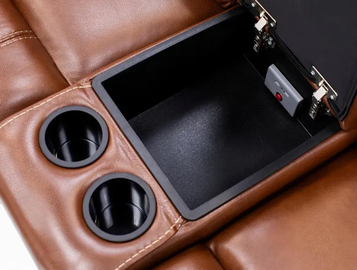 Laredo IV 6-Pc. Leather Power Headrest Reclining Modular in Caramel