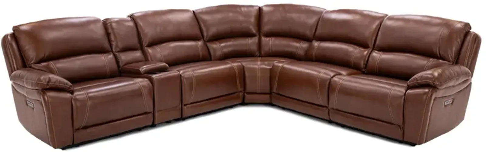 Laredo IV 6-Pc. Leather Power Headrest Reclining Modular in Caramel