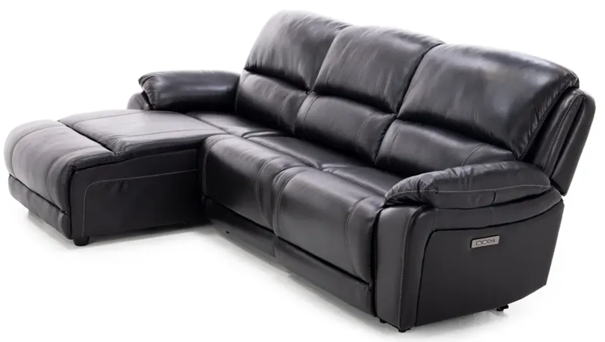 Laredo IV 3-Pc. Leather Power Headrest Reclining Chaise Sofa in Blackberry