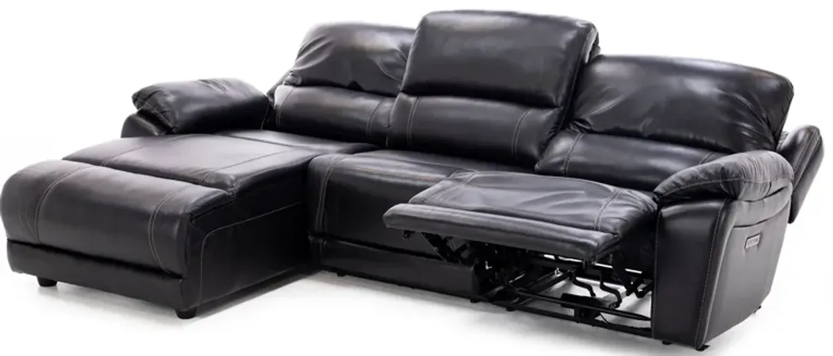 Laredo IV 3-Pc. Leather Power Headrest Reclining Chaise Sofa in Blackberry
