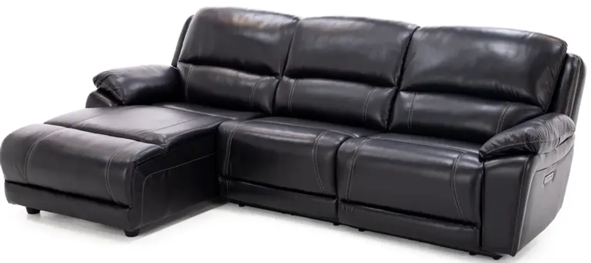 Laredo IV 3-Pc. Leather Power Headrest Reclining Chaise Sofa in Blackberry