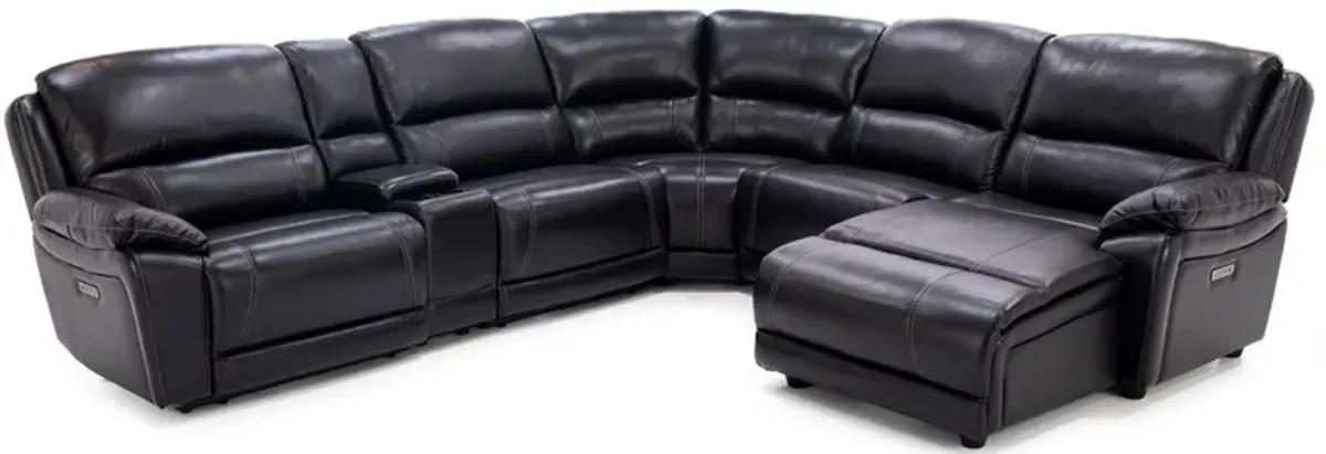 Laredo Iv 6-Pc. Leather Power Headrest Reclining Modular In Blackberry Right-Facing With 3 Reclining