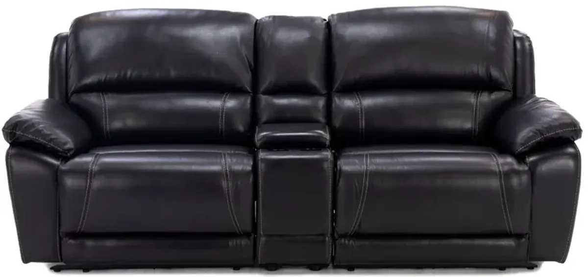 Laredo IV 3-Pc. Leather Power Headrest Reclining Console Loveseat in Blackberry