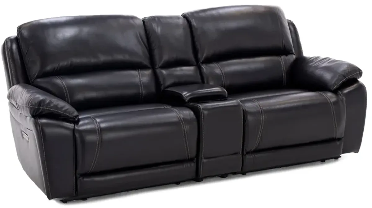 Laredo IV 3-Pc. Leather Power Headrest Reclining Console Loveseat in Blackberry