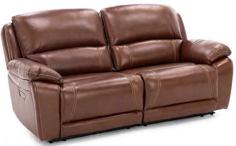 Laredo IV 3-Pc. Leather Power Headrest Reclining Loveseat in Caramel