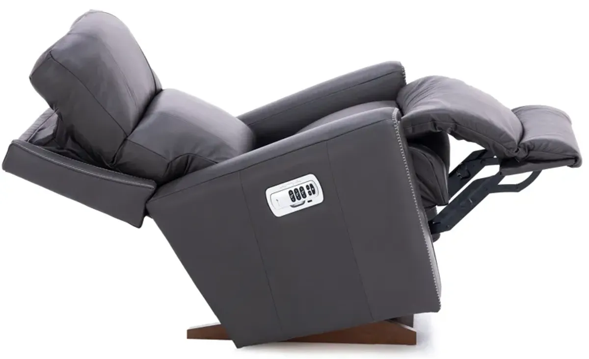 Apollo Leather Power Headrest Rocker Recliner with Wireless Remote in Slate