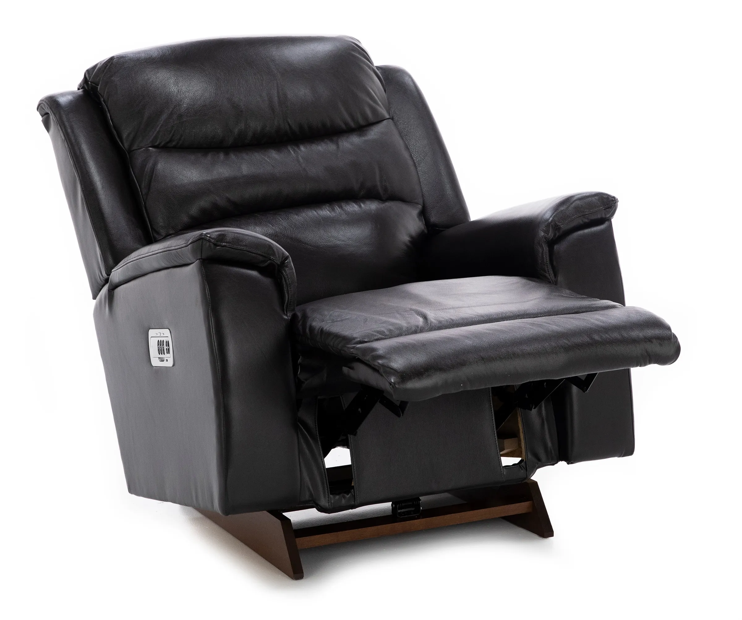 Troy Leather Power Headrest Rocker Recliner with Wireless Remote