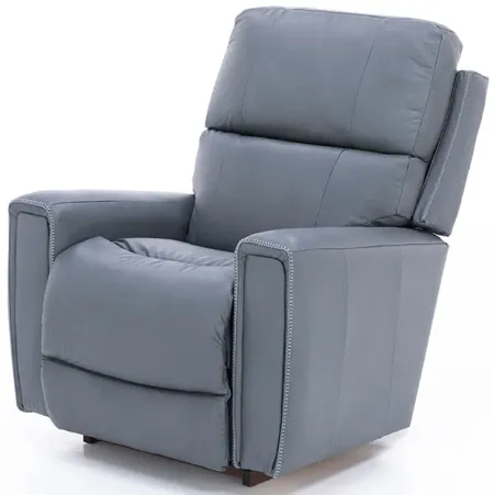 Apollo Leather Power Headrest Rocker Recliner with Wireless Remote in Blue Grey