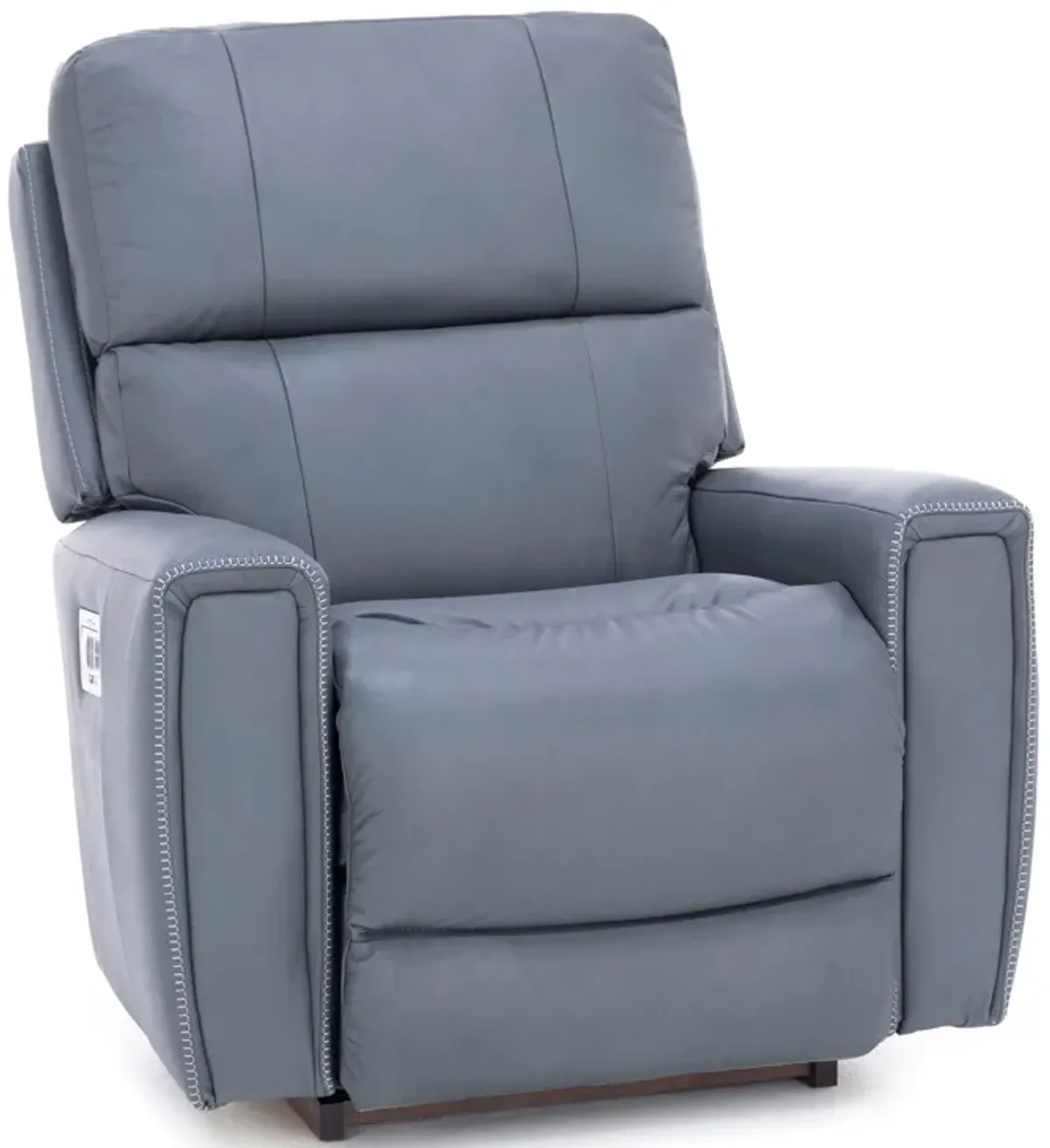 Apollo Leather Power Headrest Rocker Recliner with Wireless Remote in Blue Grey