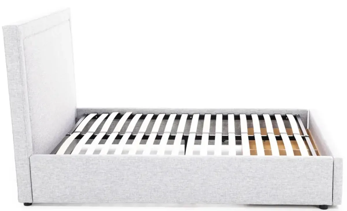 Classic 50" Queen Upholstered Storage Bed In Tech Pebble