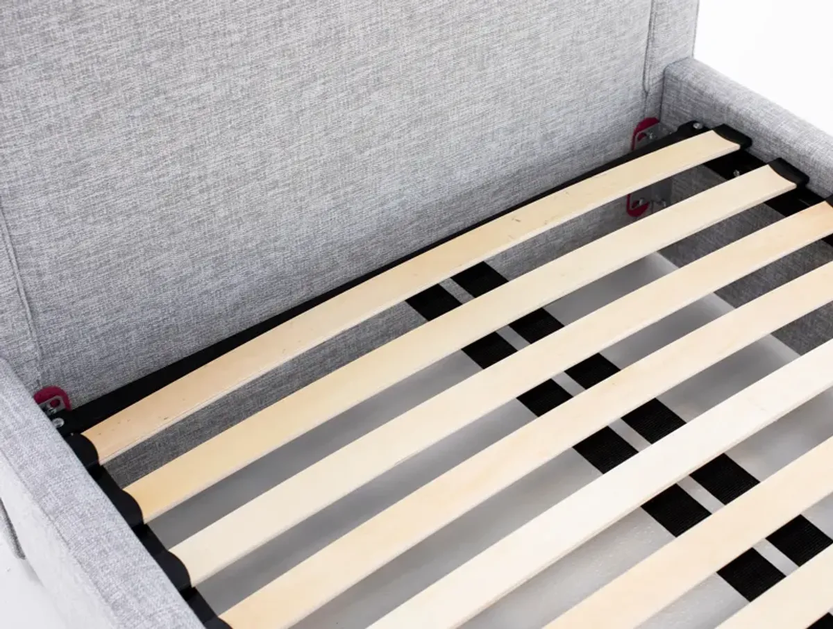 Classic 50" Queen Upholstered Storage Bed In Tech Pebble