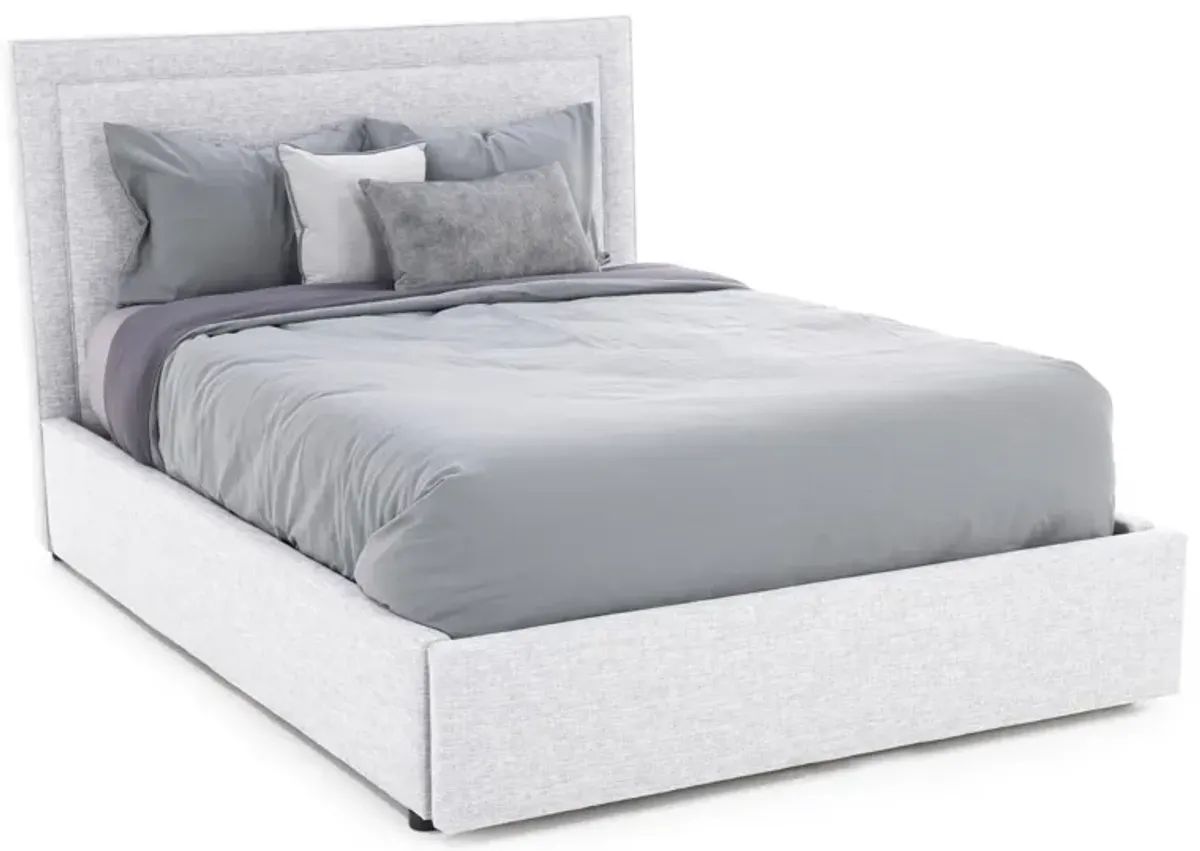 Classic 50" Queen Upholstered Storage Bed In Tech Pebble