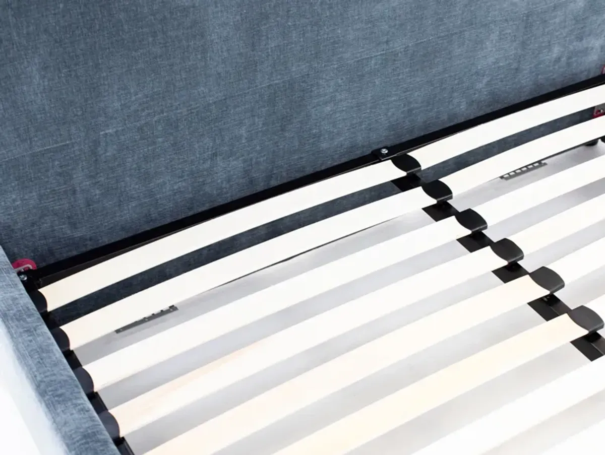 Luxe 70" Queen Upholstered Storage Bed In Contessa Shadow