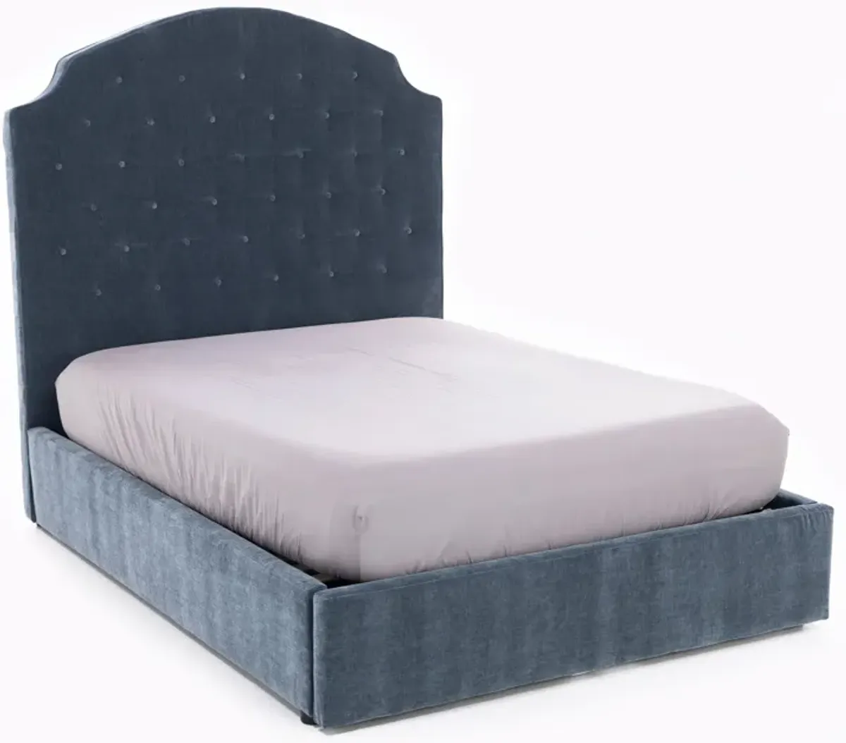 Luxe 70" Queen Upholstered Storage Bed In Contessa Shadow