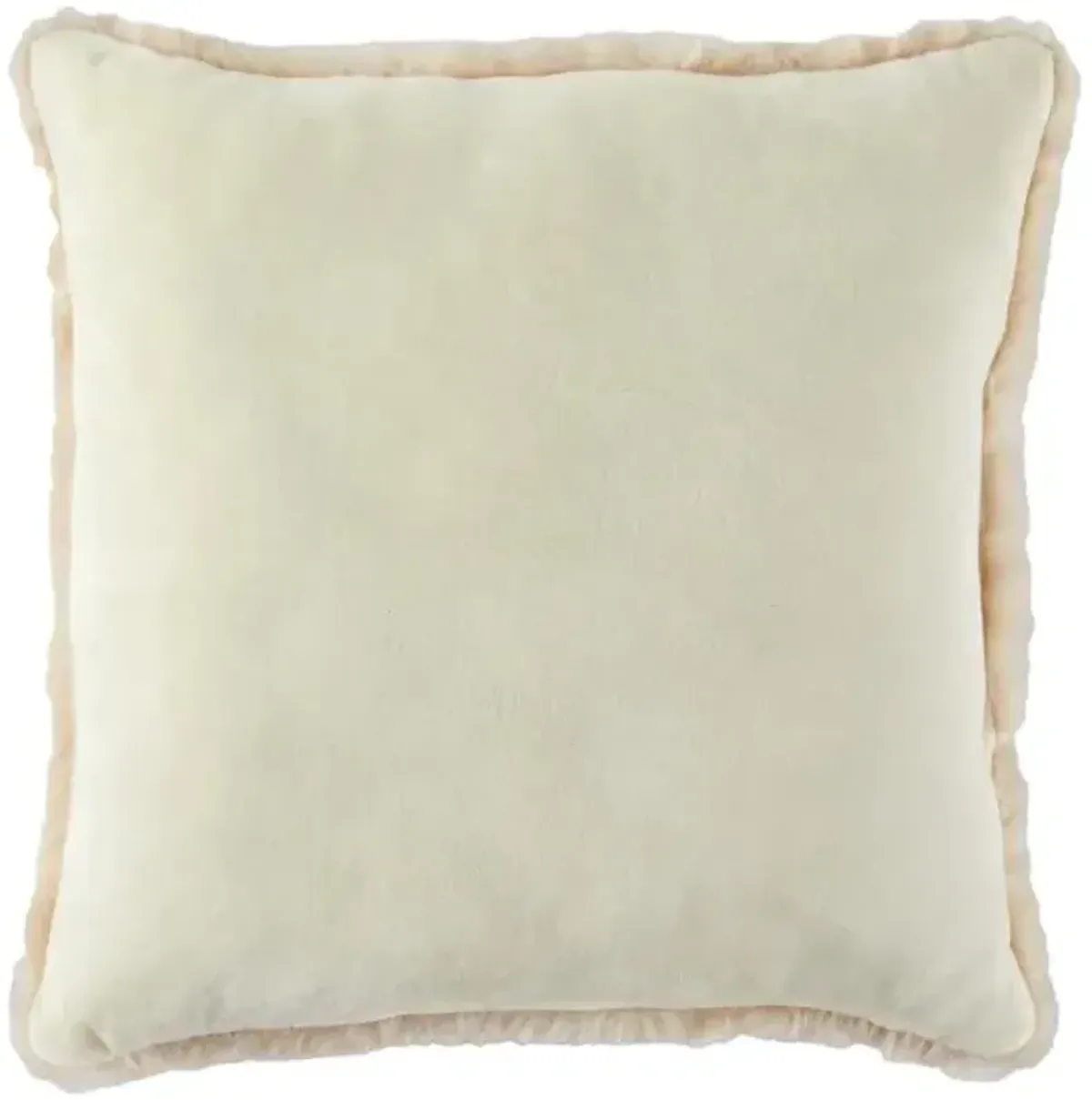 Cream Faux Rabbit Fur Poly Pillow 20"W x 20"H