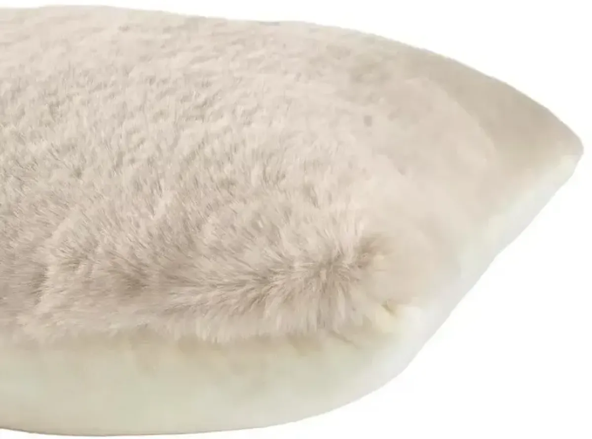 Cream Faux Rabbit Fur Poly Pillow 20"W x 20"H