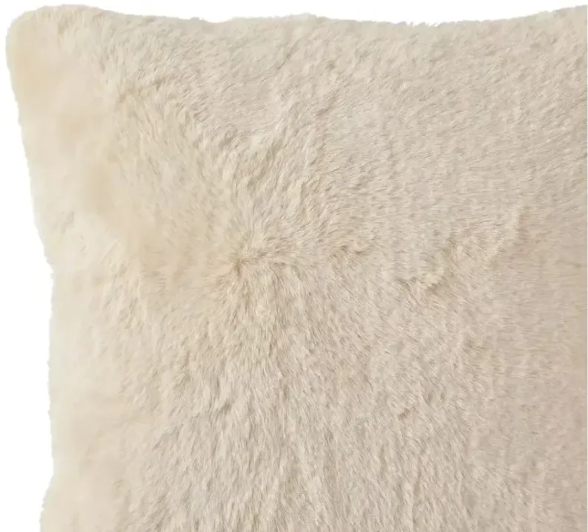 Cream Faux Rabbit Fur Poly Pillow 20"W x 20"H