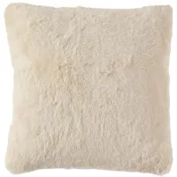 Cream Faux Rabbit Fur Pillow 20"W x 20"H