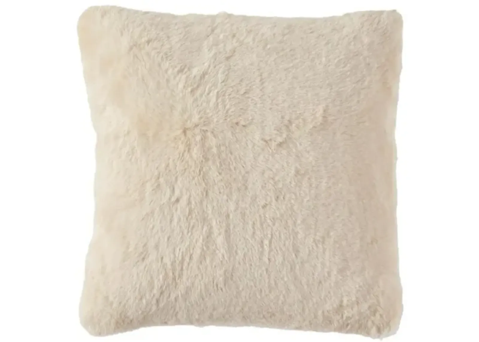 Cream Faux Rabbit Fur Pillow 20"W x 20"H