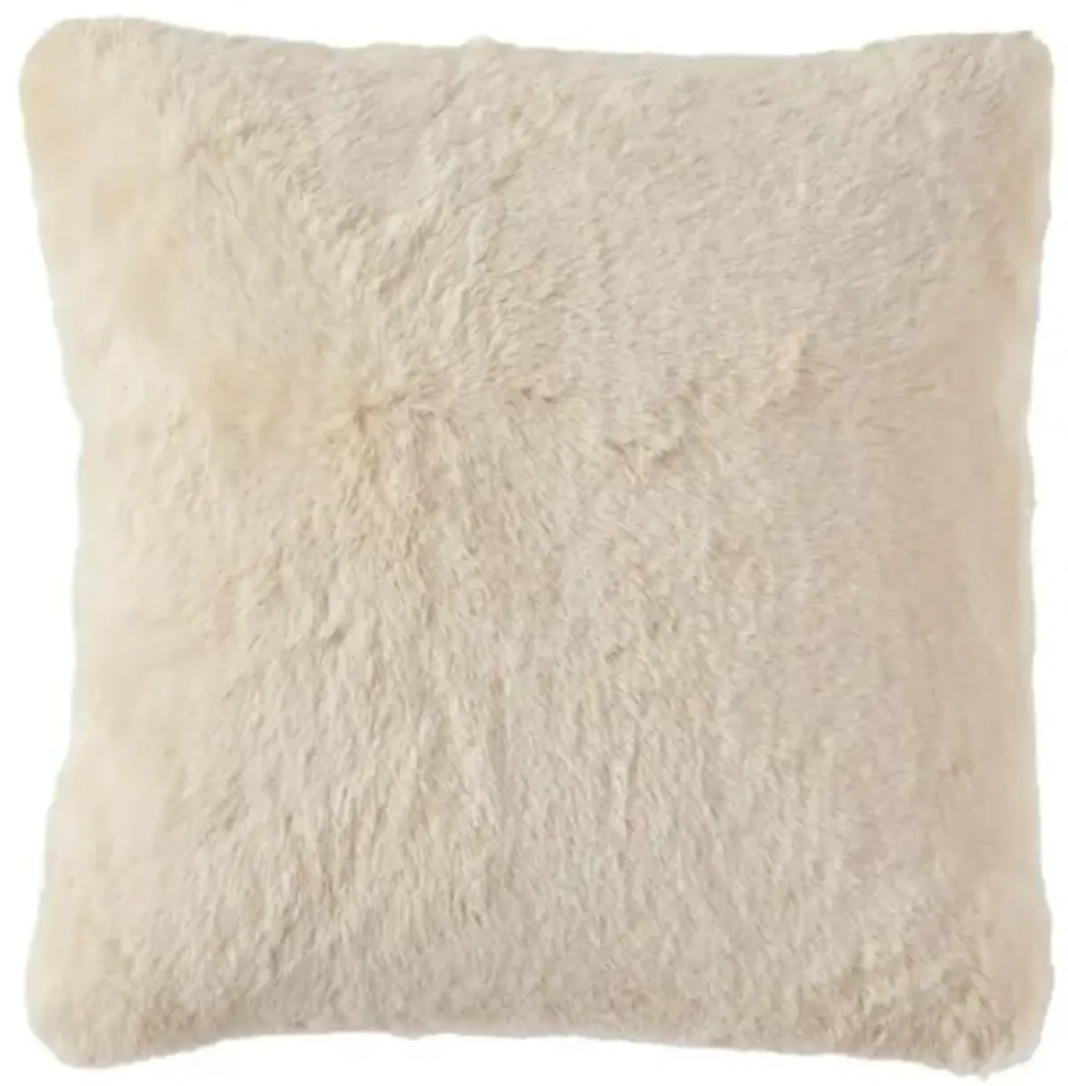 Cream Faux Rabbit Fur Pillow 20"W x 20"H