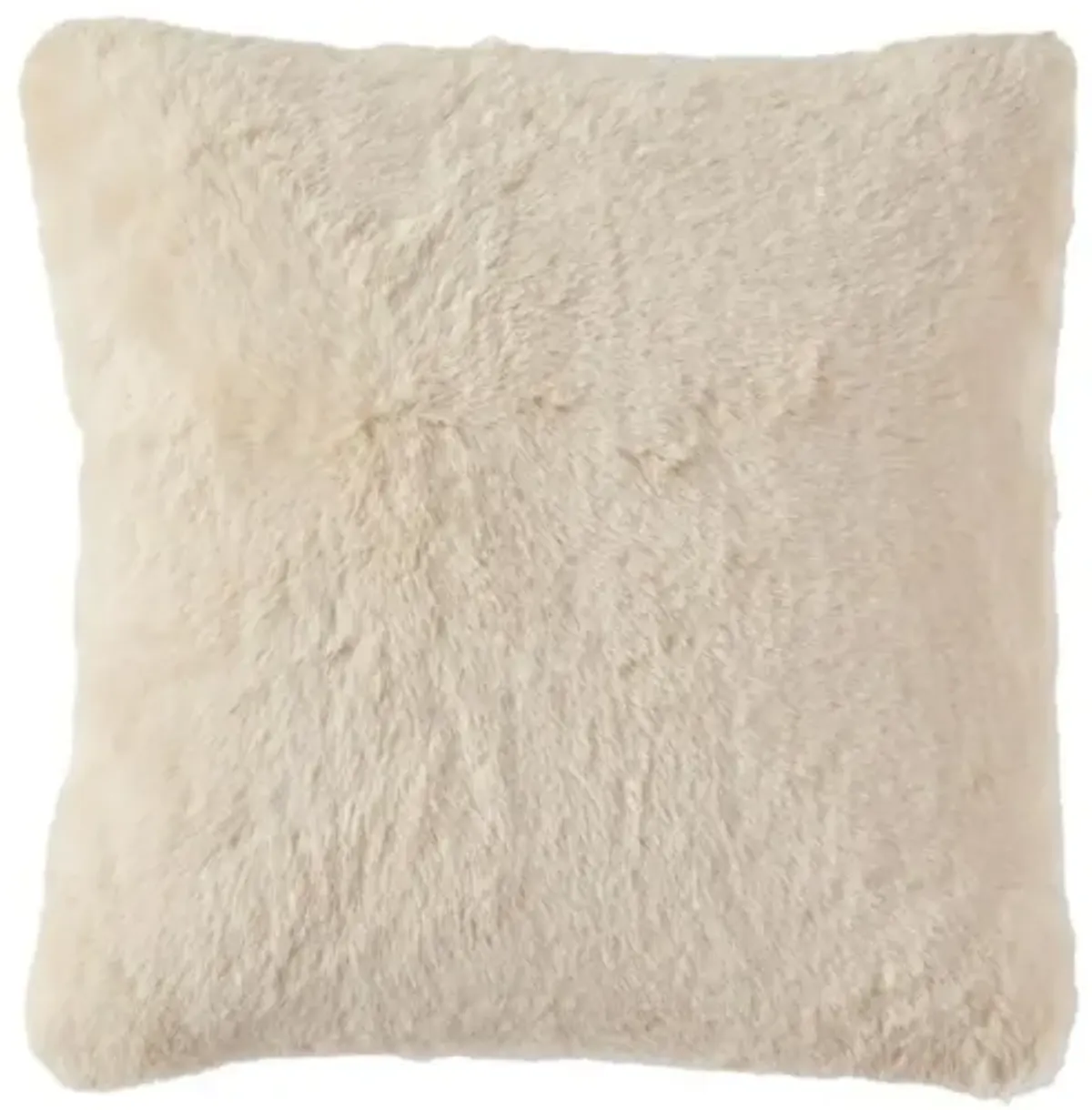 Cream Faux Rabbit Fur Poly Pillow 20"W x 20"H