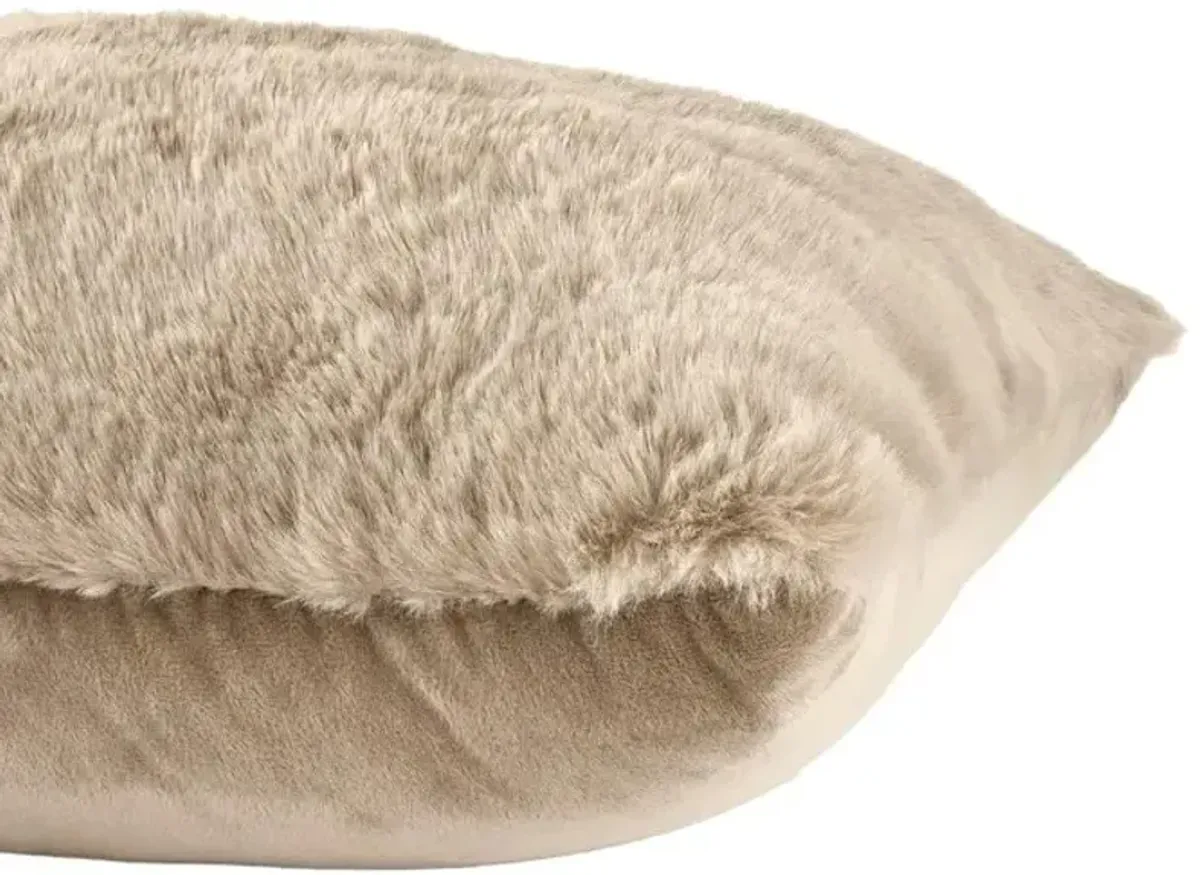 Taupe Faux Rabbit Fur Pillow 20"W x 20"H