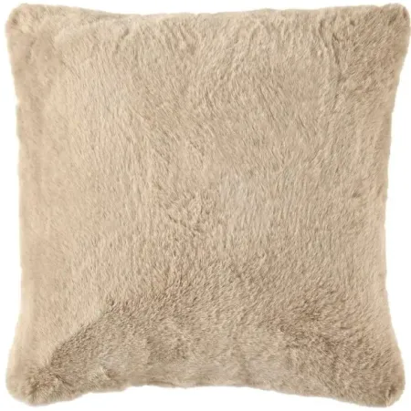 Taupe Faux Rabbit Fur Pillow 20"W x 20"H