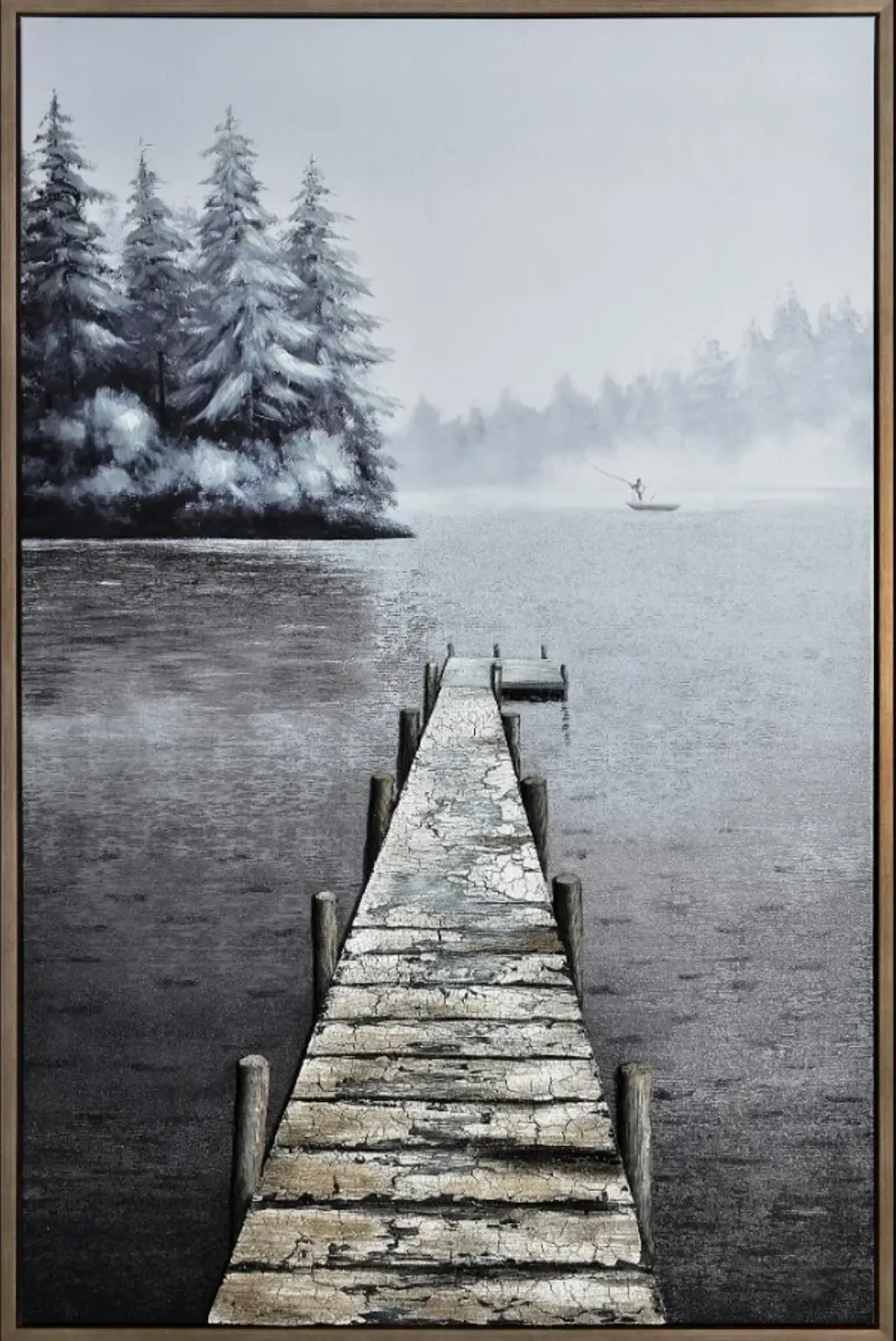 Neutral Pier Framed Canvas Art 39"W x 59"H