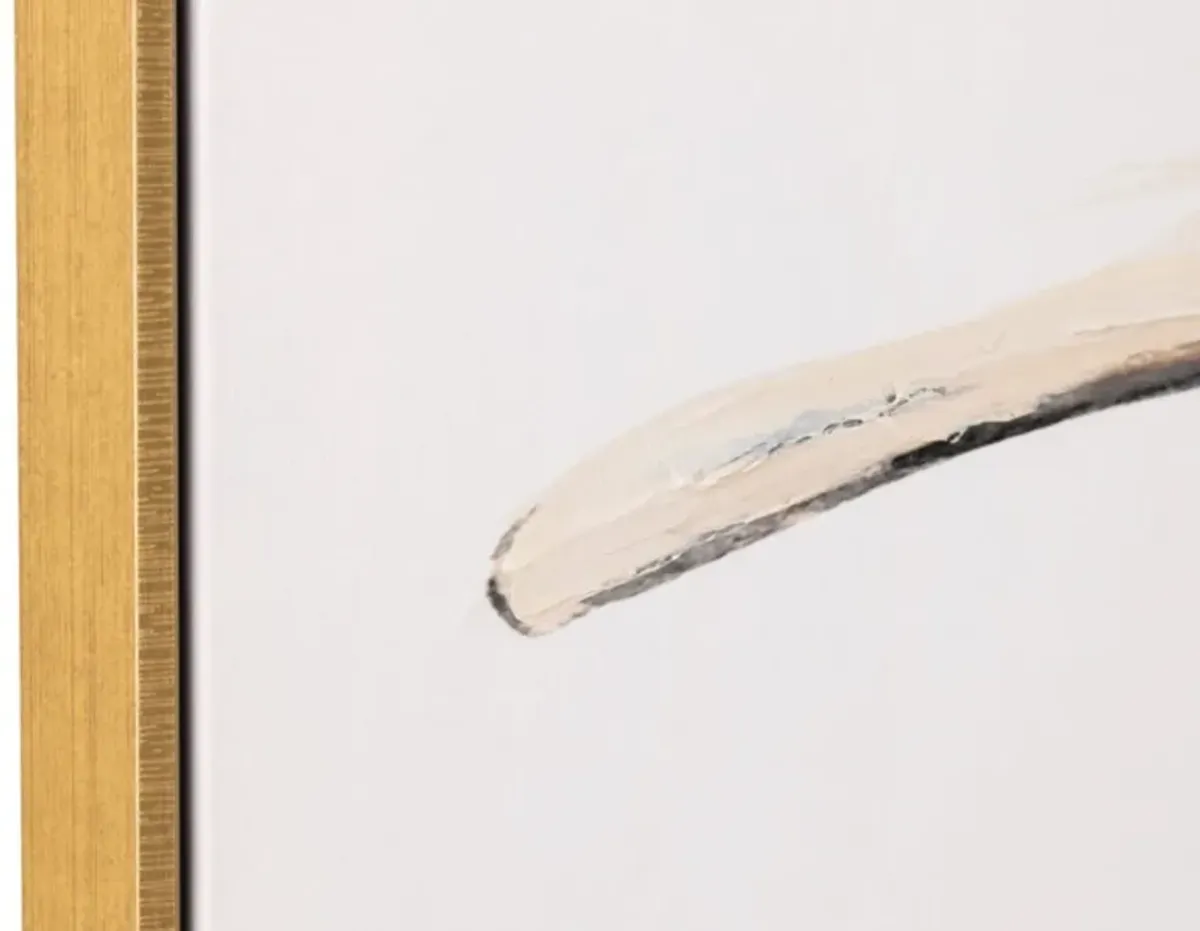 Set of 2 Black and Natural Feathers Framed Canvas Art 24"W x 54"H