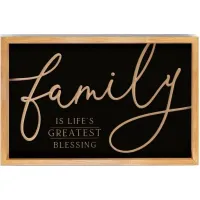 Black and Cream Wood Carved Family Blessing Art 24"W x 16"H