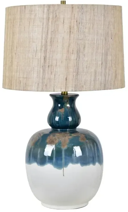 Blue and White Distressed Ceramic Table Lamp 31.5"H