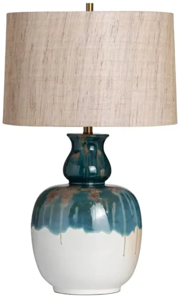 Blue and White Distressed Ceramic Table Lamp 31.5"H