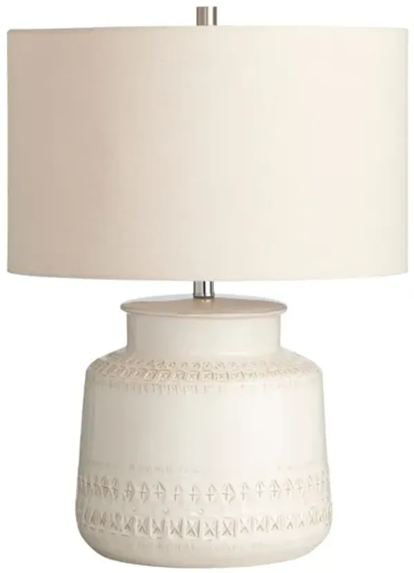 Antique White Ceramic Table Lamp 26"H