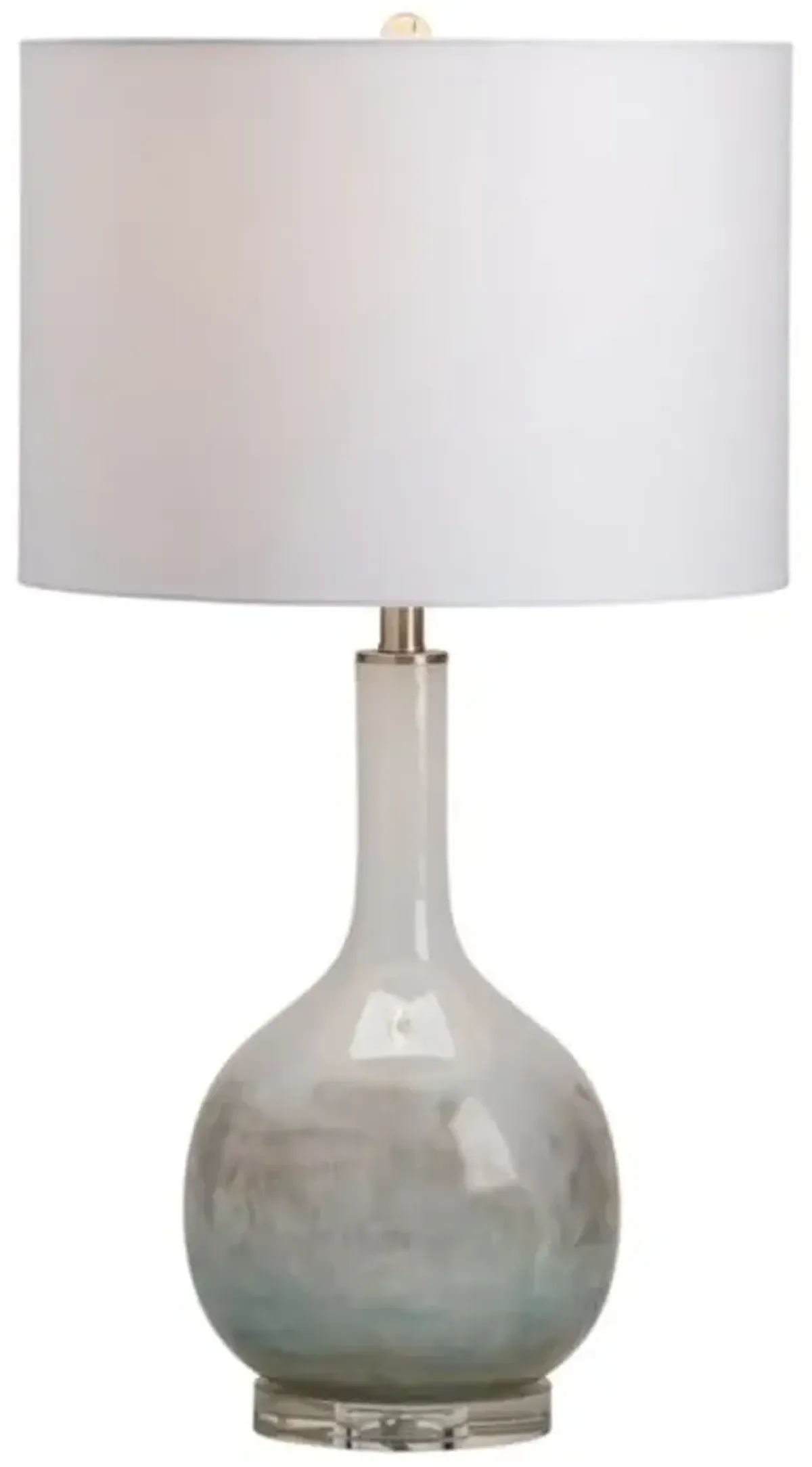 Grey and White Iridescent Glass Table Lamp 31"H