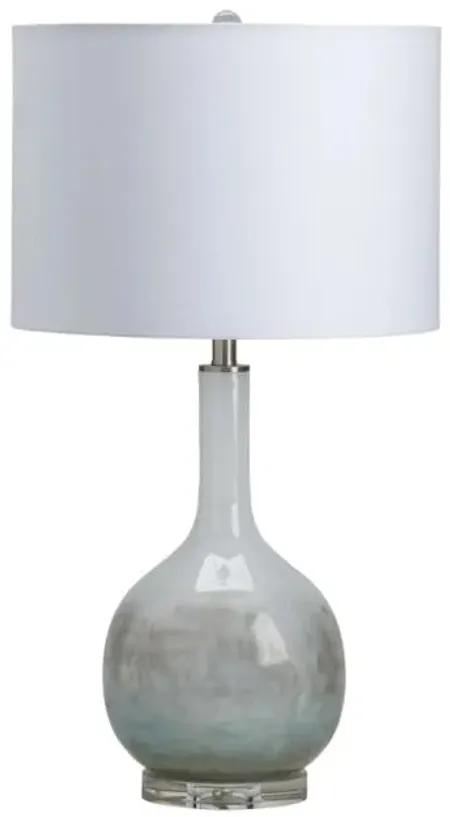 Grey and White Iridescent Glass Table Lamp 31"H