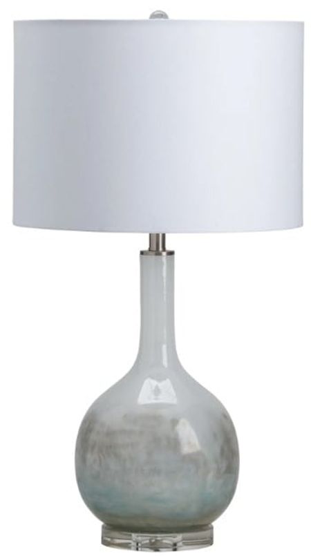 Grey and White Iridescent Glass Table Lamp 31"H