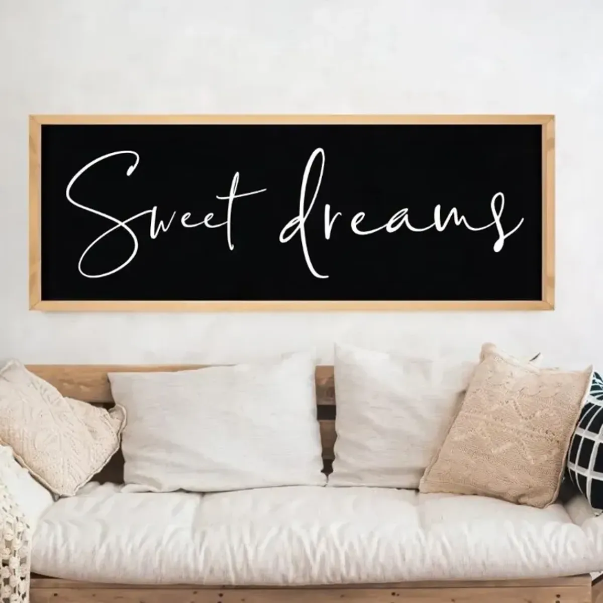 Black and White Wood Sweet Dreams Art 47"W x 17"H