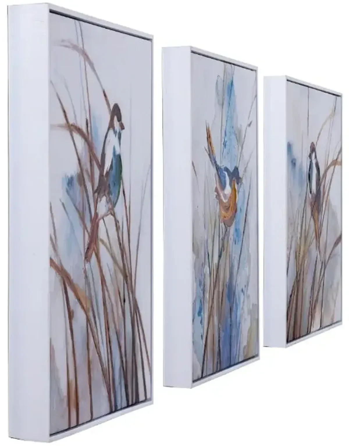 Set of 3 Birds Canvas Paintings 20"W x 20"H