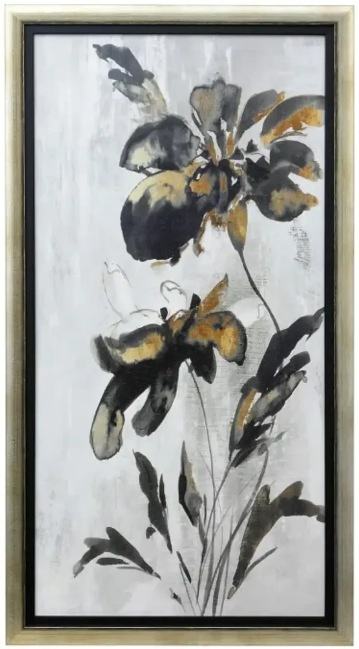 Black and Rust Floral II Textured Framed Print 22.5"W x 40.5"H