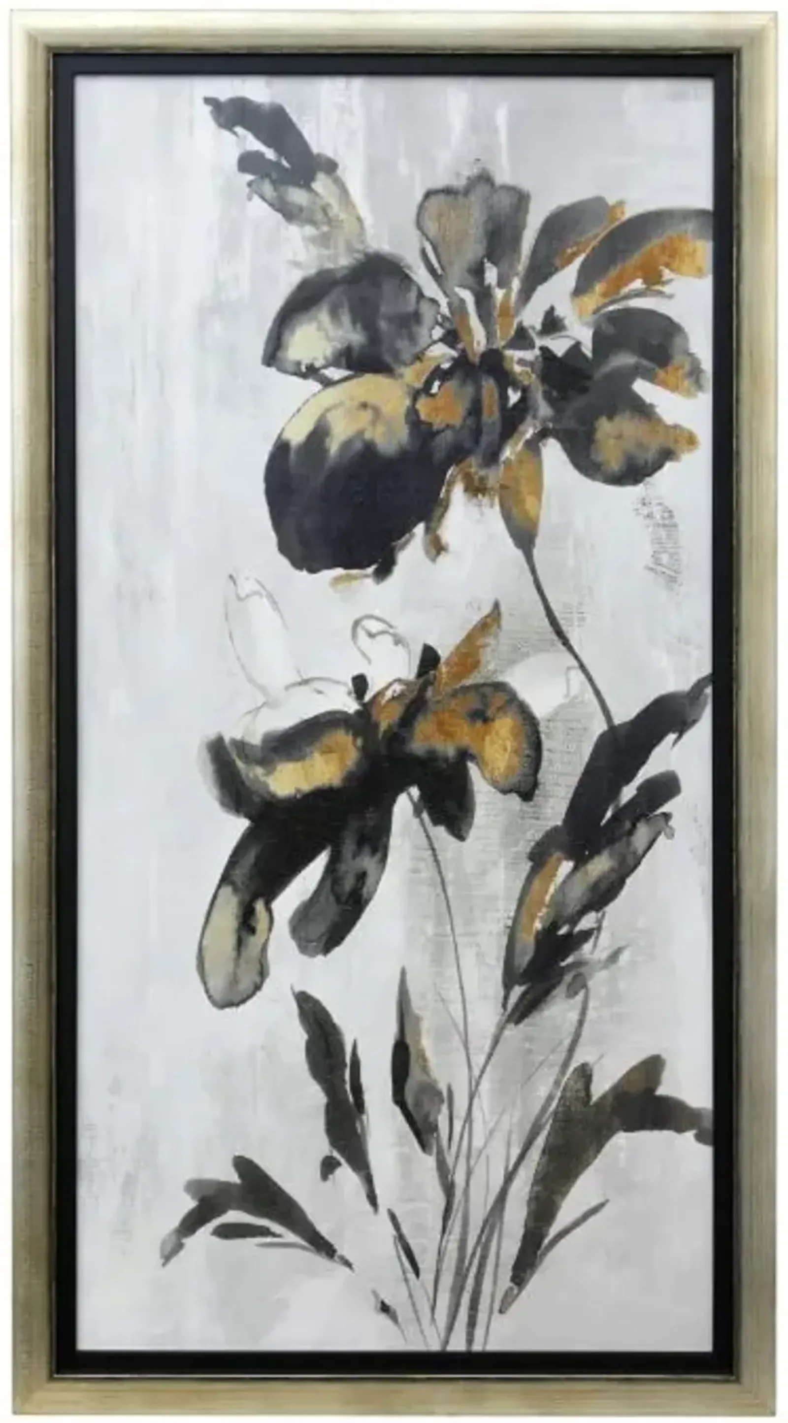 Black and Rust Floral II Textured Framed Print 22.5"W x 40.5"H